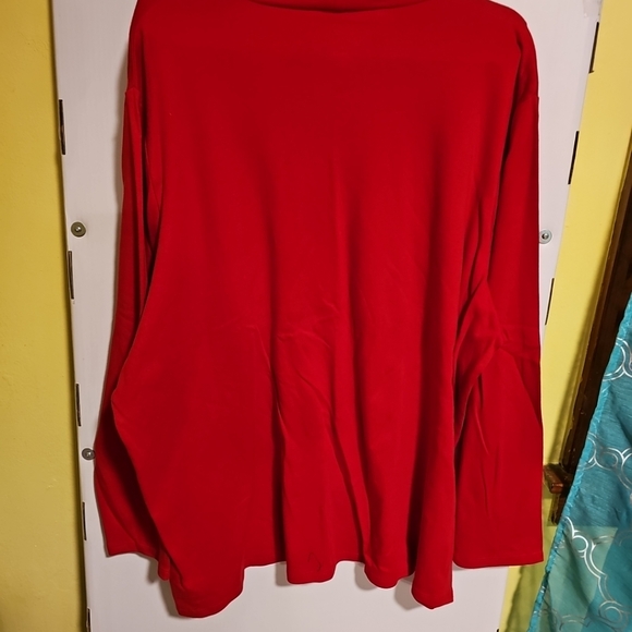 NWT Women's Size 4X Croft & Barrow Solid Red Long-Sleeve Mock Neck Shirt - Picture 5 of 6